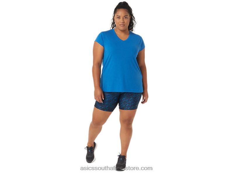 Women Asics Heather Vneck Top LH4X03410 Lake Drive Heather