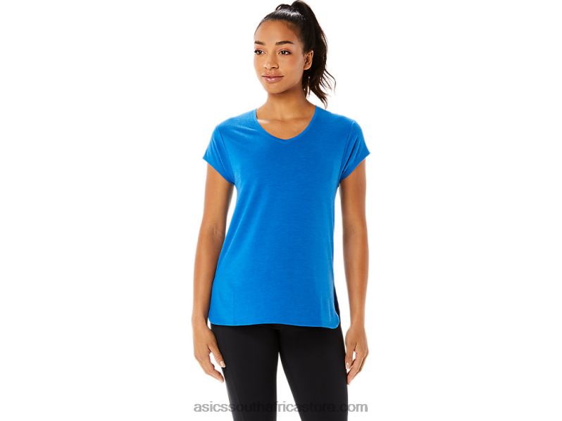 Women Asics Heather Vneck Top LH4X03410 Lake Drive Heather