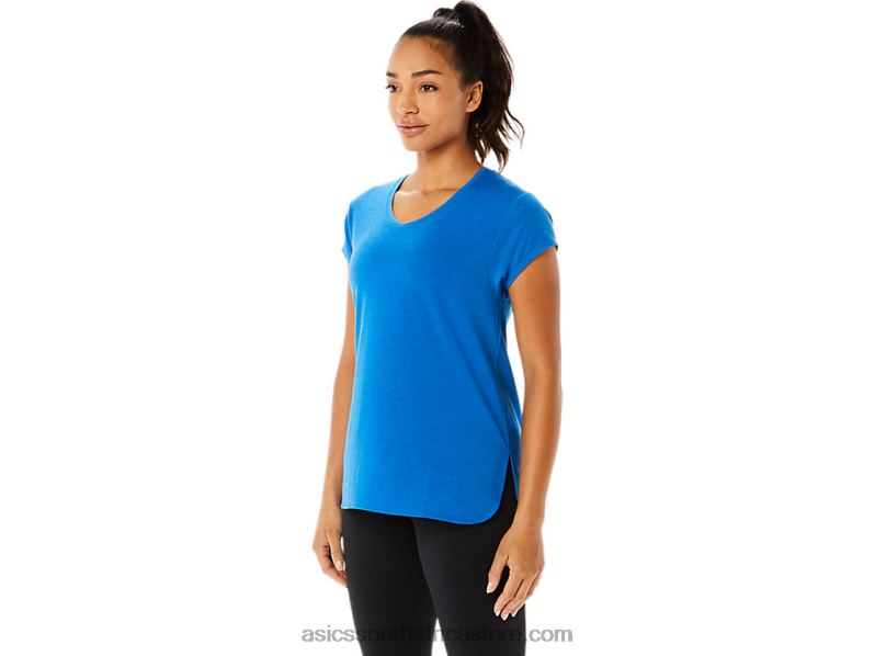 Women Asics Heather Vneck Top LH4X03410 Lake Drive Heather