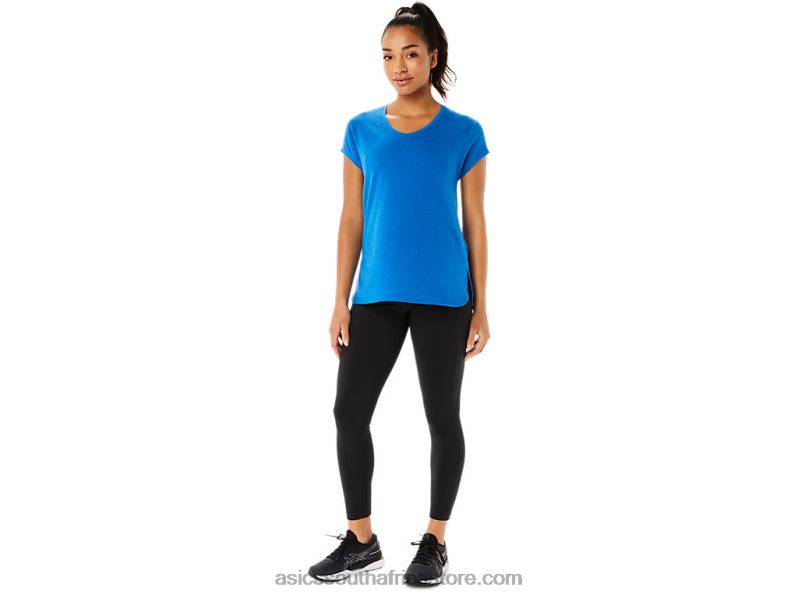 Women Asics Heather Vneck Top LH4X03410 Lake Drive Heather