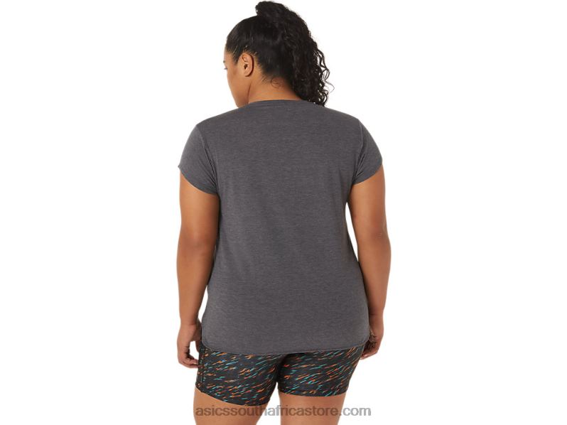 Women Asics Heather Vneck Top LH4X04092 Dark Grey Heather