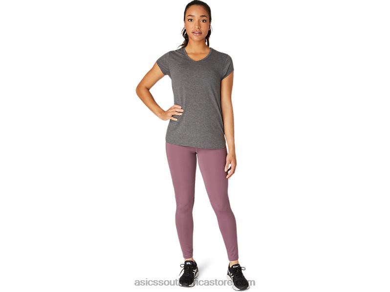 Women Asics Heather Vneck Top LH4X04092 Dark Grey Heather