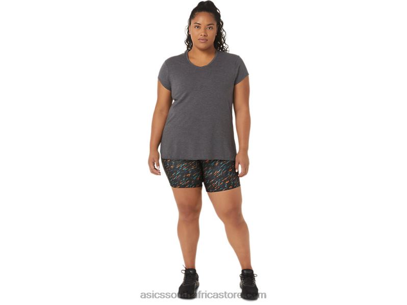 Women Asics Heather Vneck Top LH4X04092 Dark Grey Heather