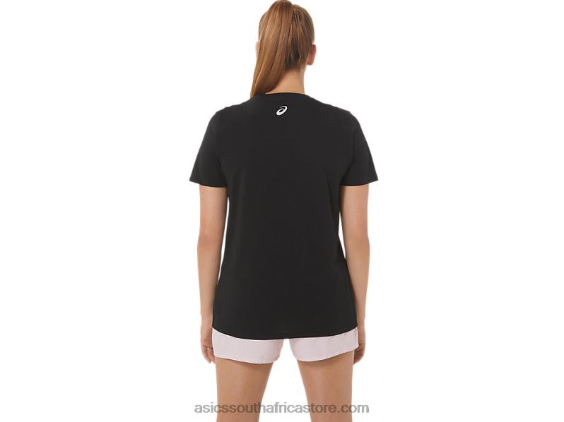 Women Asics Hibiscus Slogan Crew LH4X02751 Performance Black