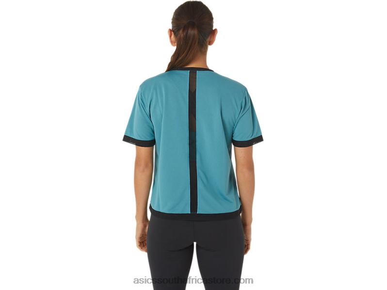 Women Asics Kate Mesh Short Sleeve LH4X02840 Misty Pine