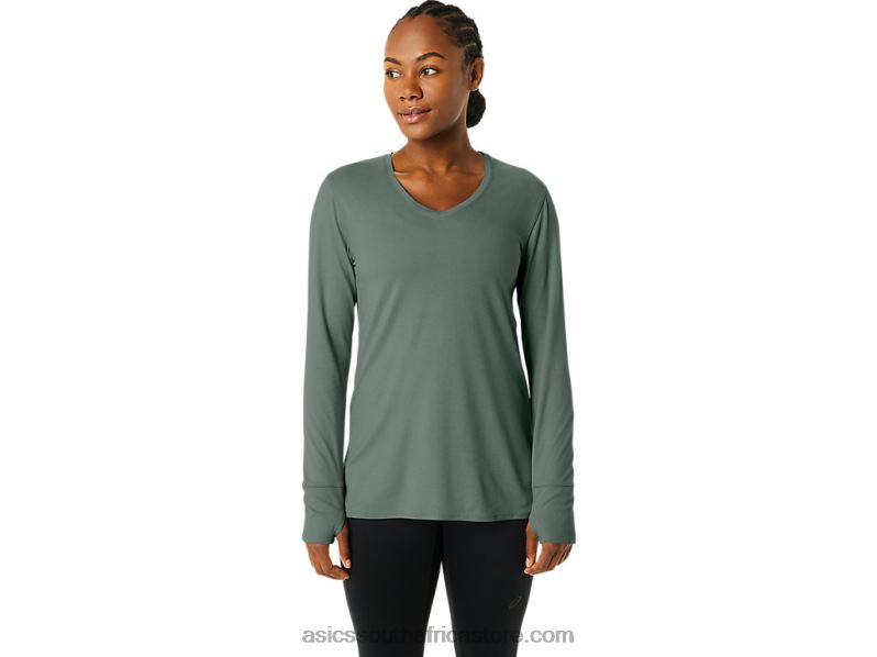 Women Asics Long Sleeve Heather Top LH4X02176 Ivy Heather