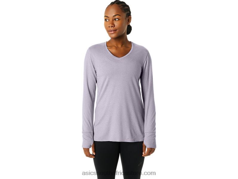 Women Asics Long Sleeve Heather Top LH4X02304 Dusk Violet Heather