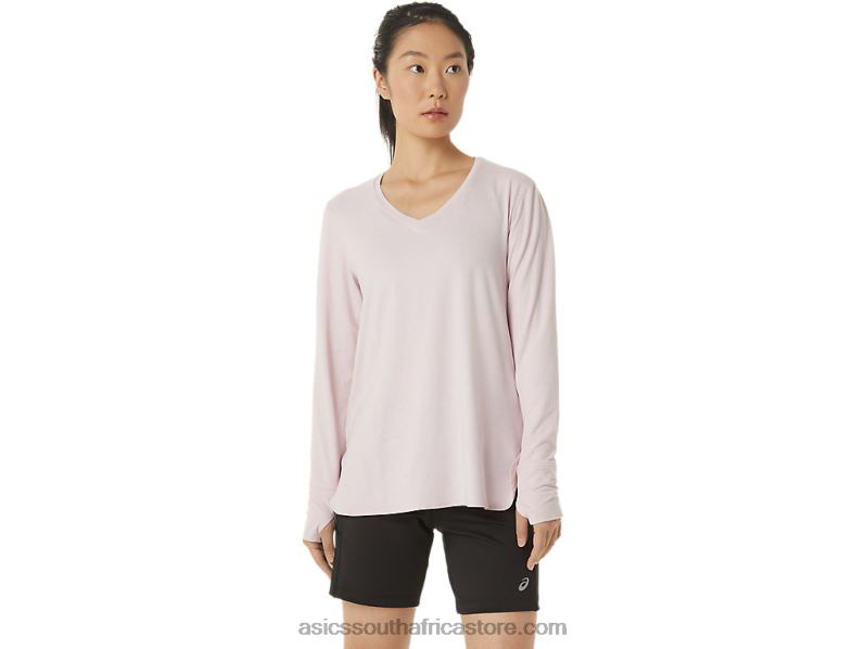 Women Asics Long Sleeve Heather Top LH4X03273 Barely Rose Heather