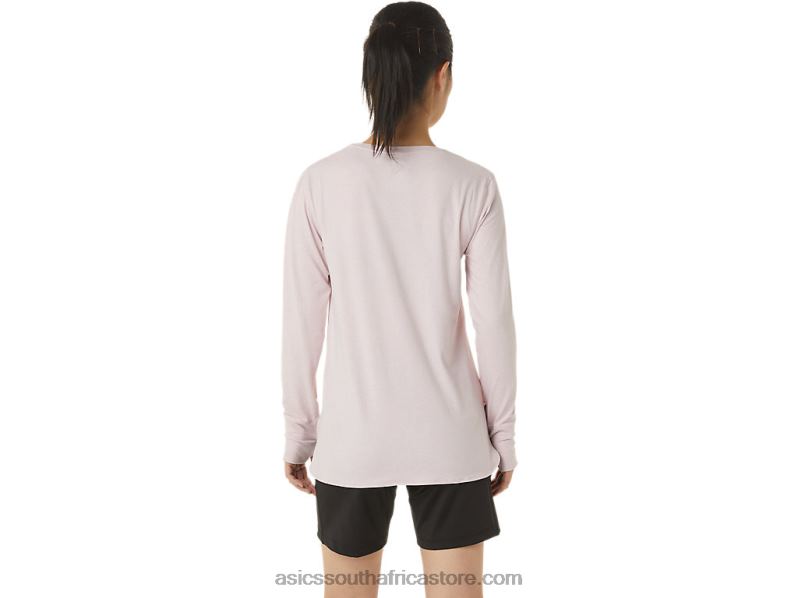 Women Asics Long Sleeve Heather Top LH4X03273 Barely Rose Heather