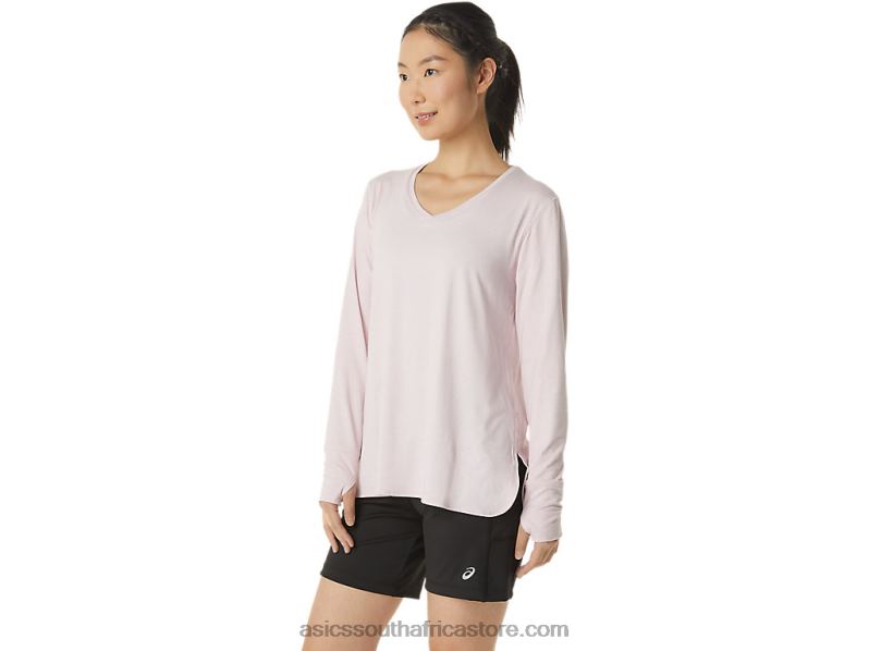 Women Asics Long Sleeve Heather Top LH4X03273 Barely Rose Heather