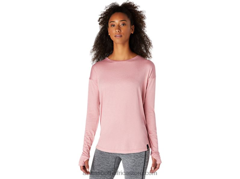 Women Asics Long Sleeve Top LH4X03671 Smokey Rose