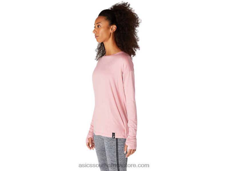 Women Asics Long Sleeve Top LH4X03671 Smokey Rose