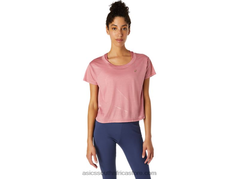 Women Asics Nagare Short Sleeve Top LH4X03696 Smokey Rose