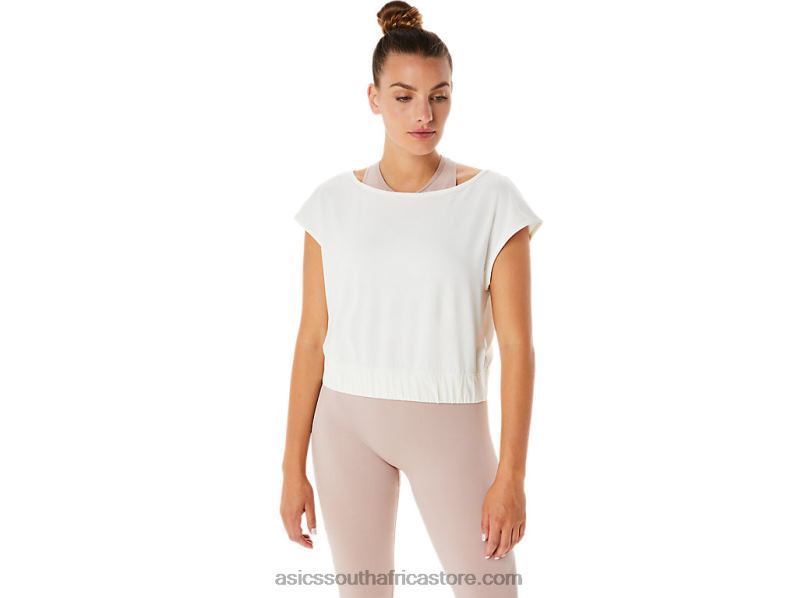 Women Asics Nagino Flex Short Sleeve Top LH4X02143 Cream