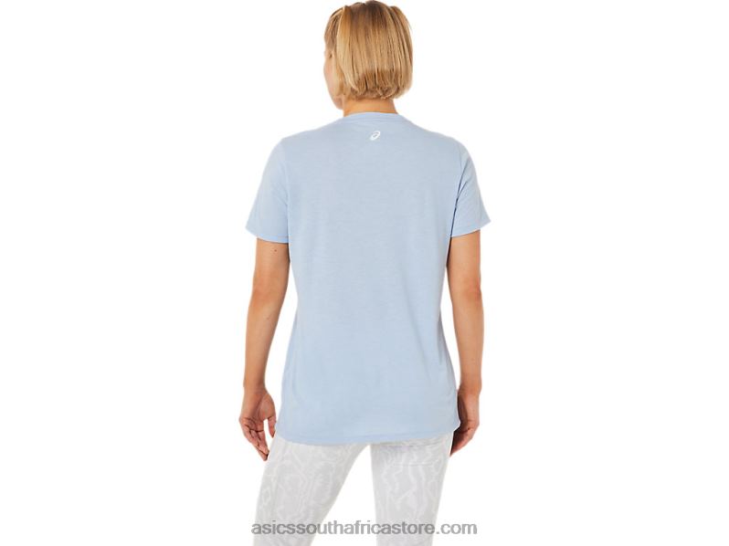 Women Asics New Strong 92 Graphic Tee LH4X03761 Mist/Glow Yellow