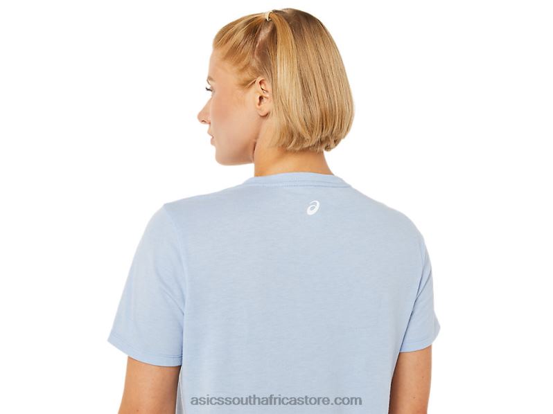 Women Asics New Strong 92 Graphic Tee LH4X03761 Mist/Glow Yellow