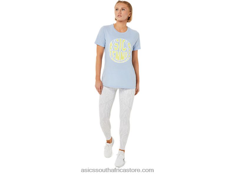 Women Asics New Strong 92 Graphic Tee LH4X03761 Mist/Glow Yellow