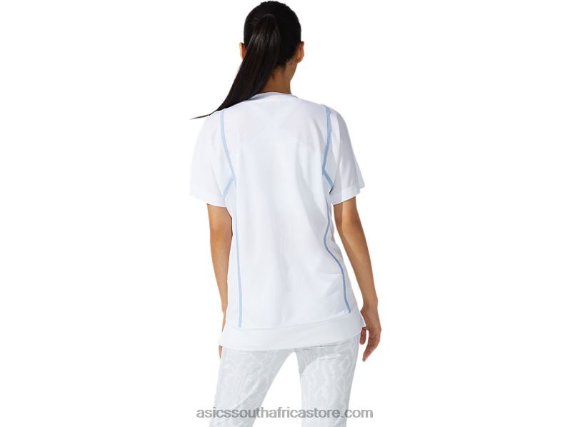 Women Asics New Strong 92 Short Sleeve Top LH4X03790 Brilliant White/Mist
