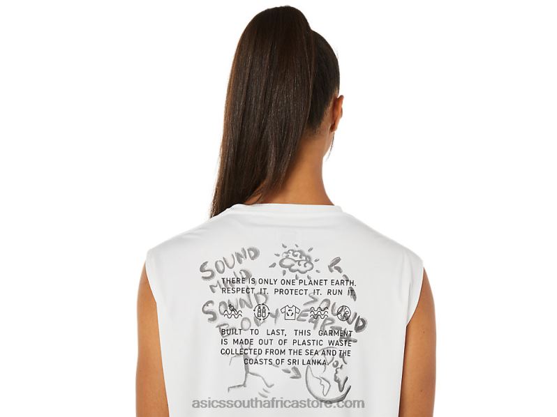 Women Asics Ocean Waste Run Top LH4X03483 Natural White