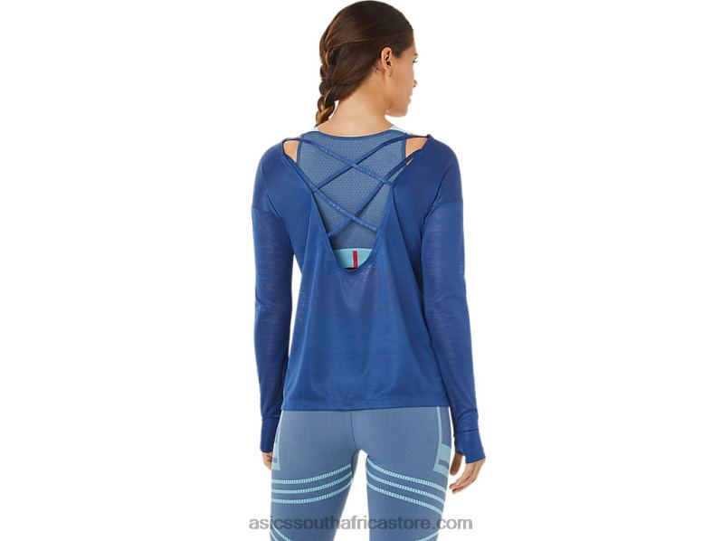 Women Asics Open Back Long Sleeve Top LH4X03361 Grand Shark