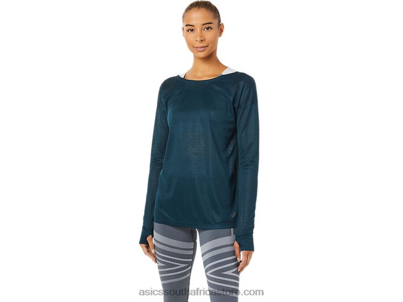 Women Asics Open Back Long Sleeve Top LH4X03378 French Blue