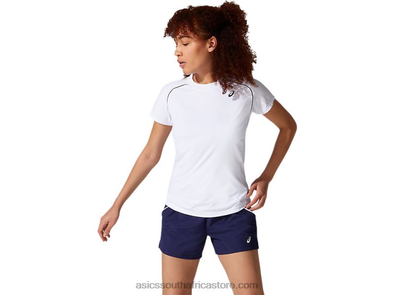 Women Asics Piping Tee LH4X03880 Brilliant White