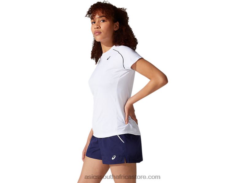 Women Asics Piping Tee LH4X03880 Brilliant White