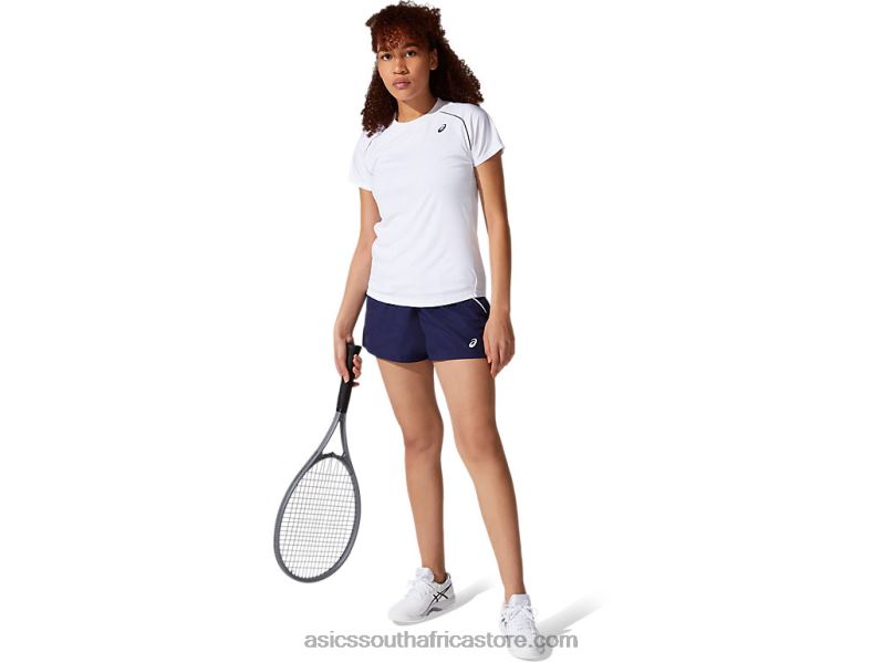 Women Asics Piping Tee LH4X03880 Brilliant White