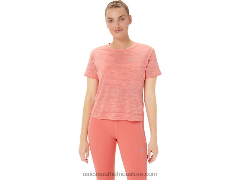 Women Asics Race Crop Top LH4X02238 Papaya/Guava