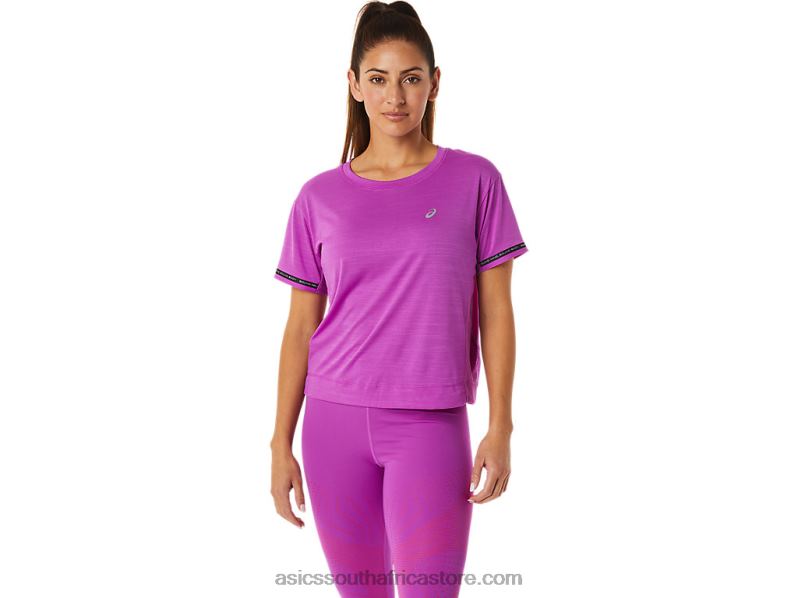 Women Asics Race Crop Top LH4X03036 Orchid