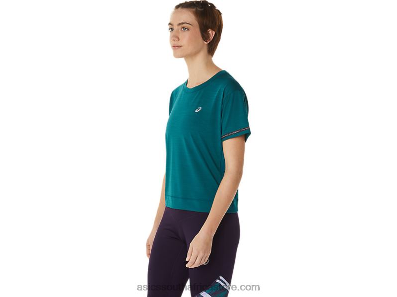 Women Asics Race Crop Top LH4X03091 Velvet Pine