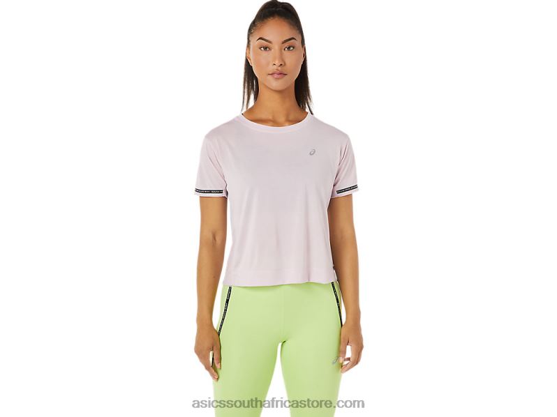 Women Asics Race Crop Top LH4X03336 Barely Rose