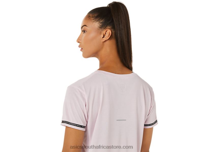 Women Asics Race Crop Top LH4X03336 Barely Rose