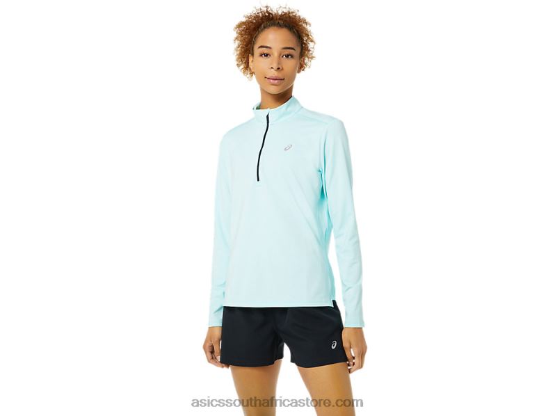 Women Asics Ready-Set Half Zip LH4X03344 Clear Blue