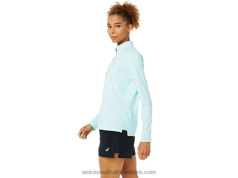 Women Asics Ready-Set Half Zip LH4X03344 Clear Blue