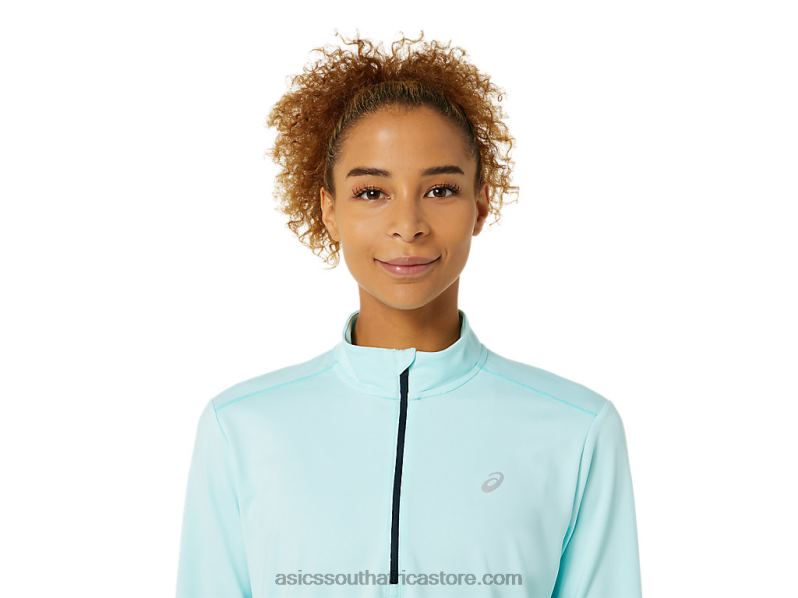 Women Asics Ready-Set Half Zip LH4X03344 Clear Blue