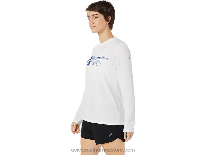 Women Asics Ready-Set II Long Sleeve Graphic LH4X03609 Brilliant White