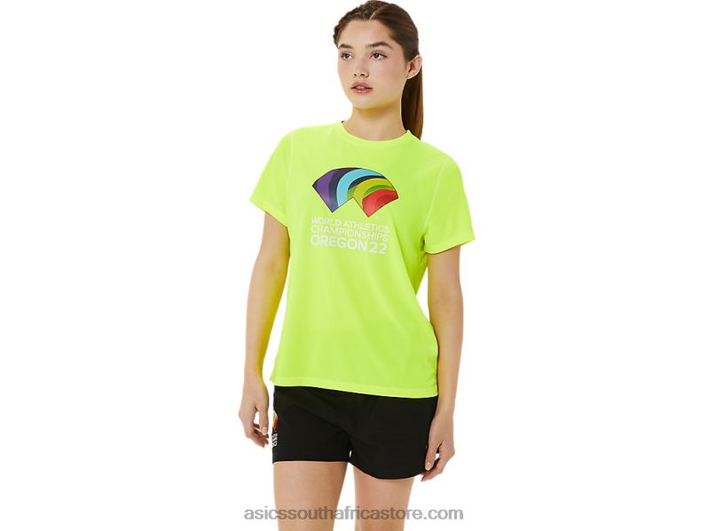 Women Asics Ready-Set II Short Sleeve Wch LH4X03220 Safety Yellow