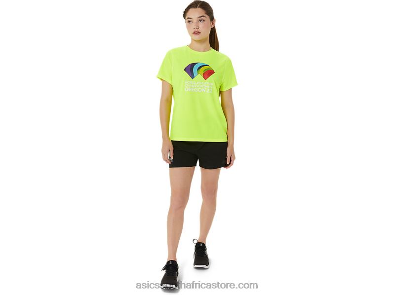 Women Asics Ready-Set II Short Sleeve Wch LH4X03220 Safety Yellow