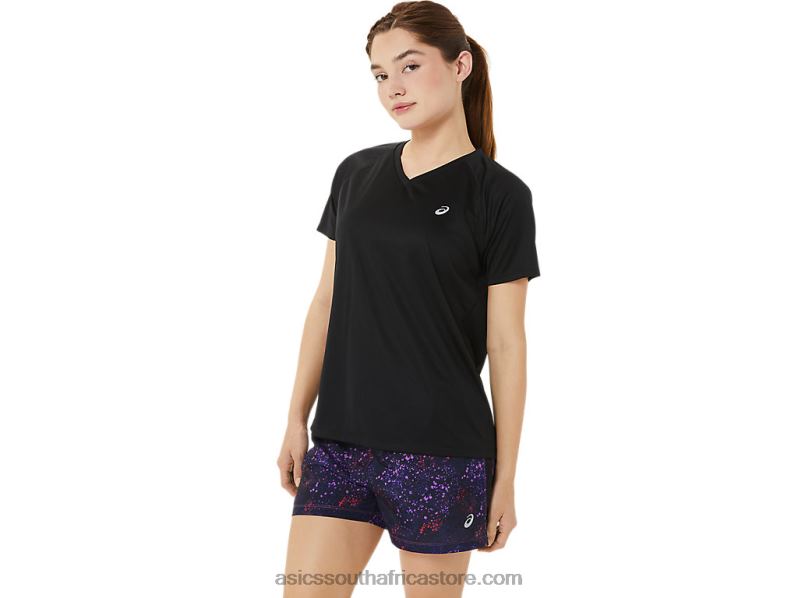 Women Asics Ready-Set Lyte V-Neck LH4X03498 Performance Black