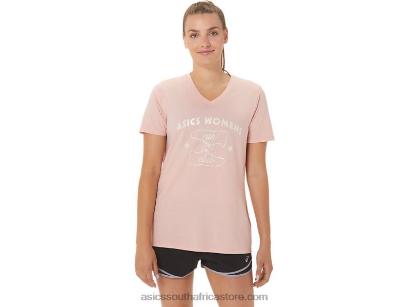 Women Asics Run Club V-Neck LH4X02813 Frosted Rose