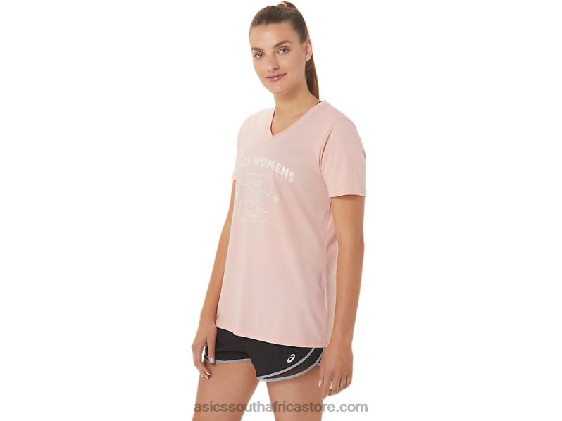 Women Asics Run Club V-Neck LH4X02813 Frosted Rose