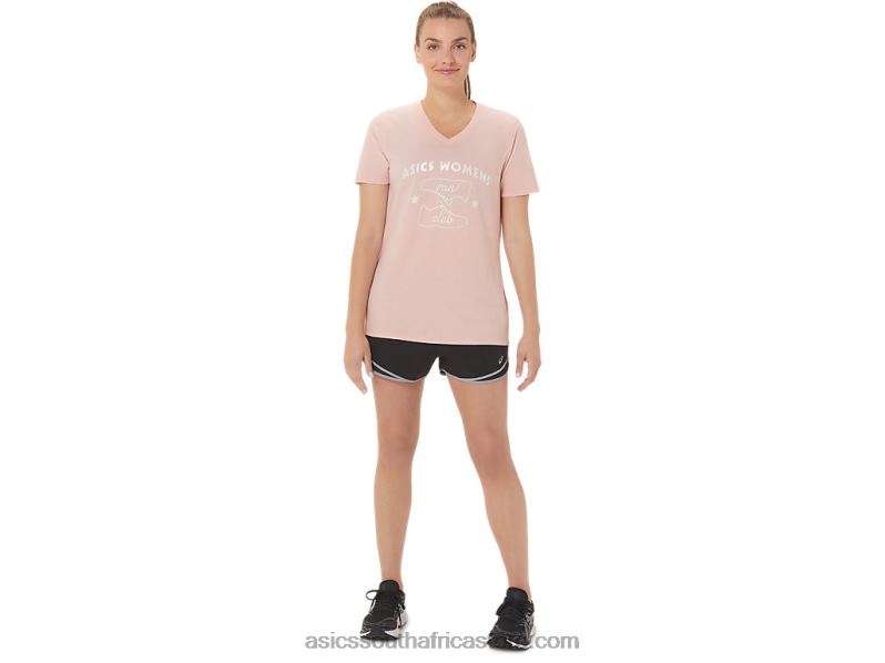 Women Asics Run Club V-Neck LH4X02813 Frosted Rose