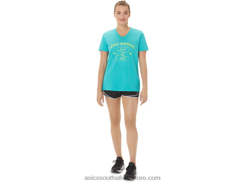 Women Asics Run Club V-Neck LH4X02989 Sea Glass