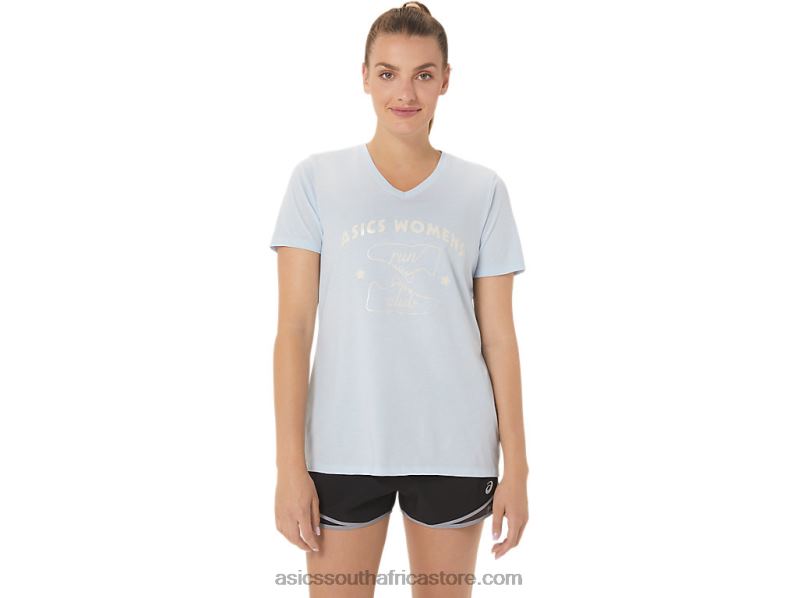 Women Asics Run Club V-Neck LH4X03066 Soft Sky