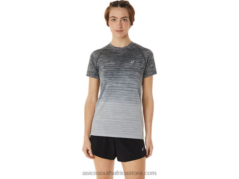 Women Asics Seamless Short Sleeve Top LH4X03006 Carrier Grey/Glacier Grey