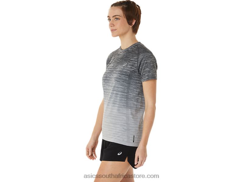 Women Asics Seamless Short Sleeve Top LH4X03006 Carrier Grey/Glacier Grey
