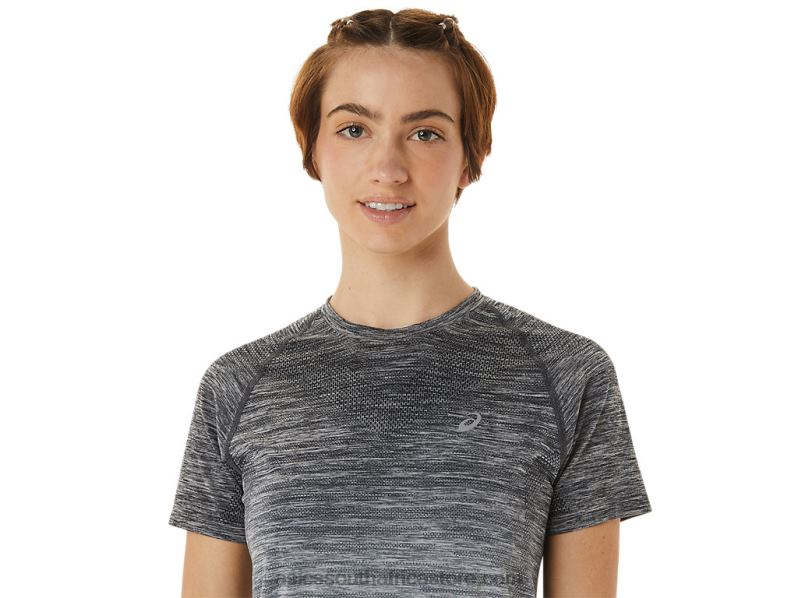 Women Asics Seamless Short Sleeve Top LH4X03006 Carrier Grey/Glacier Grey