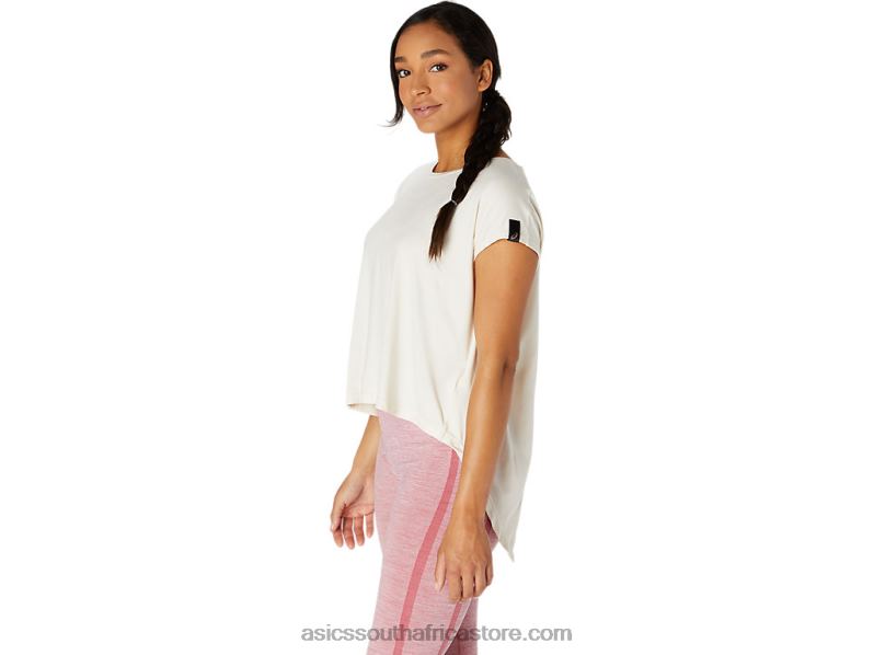 Women Asics Short Sleeve Top LH4X03667 Birch