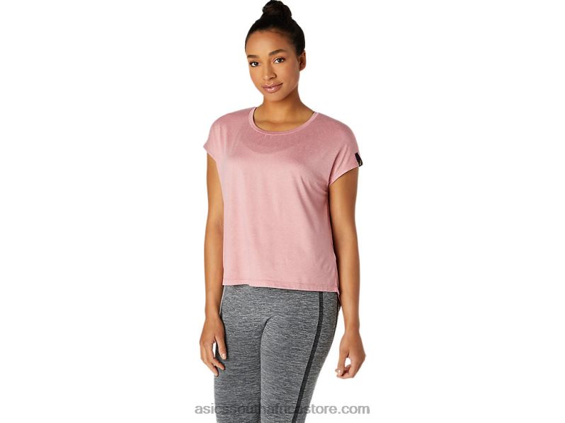 Women Asics Short Sleeve Top LH4X03668 Smokey Rose